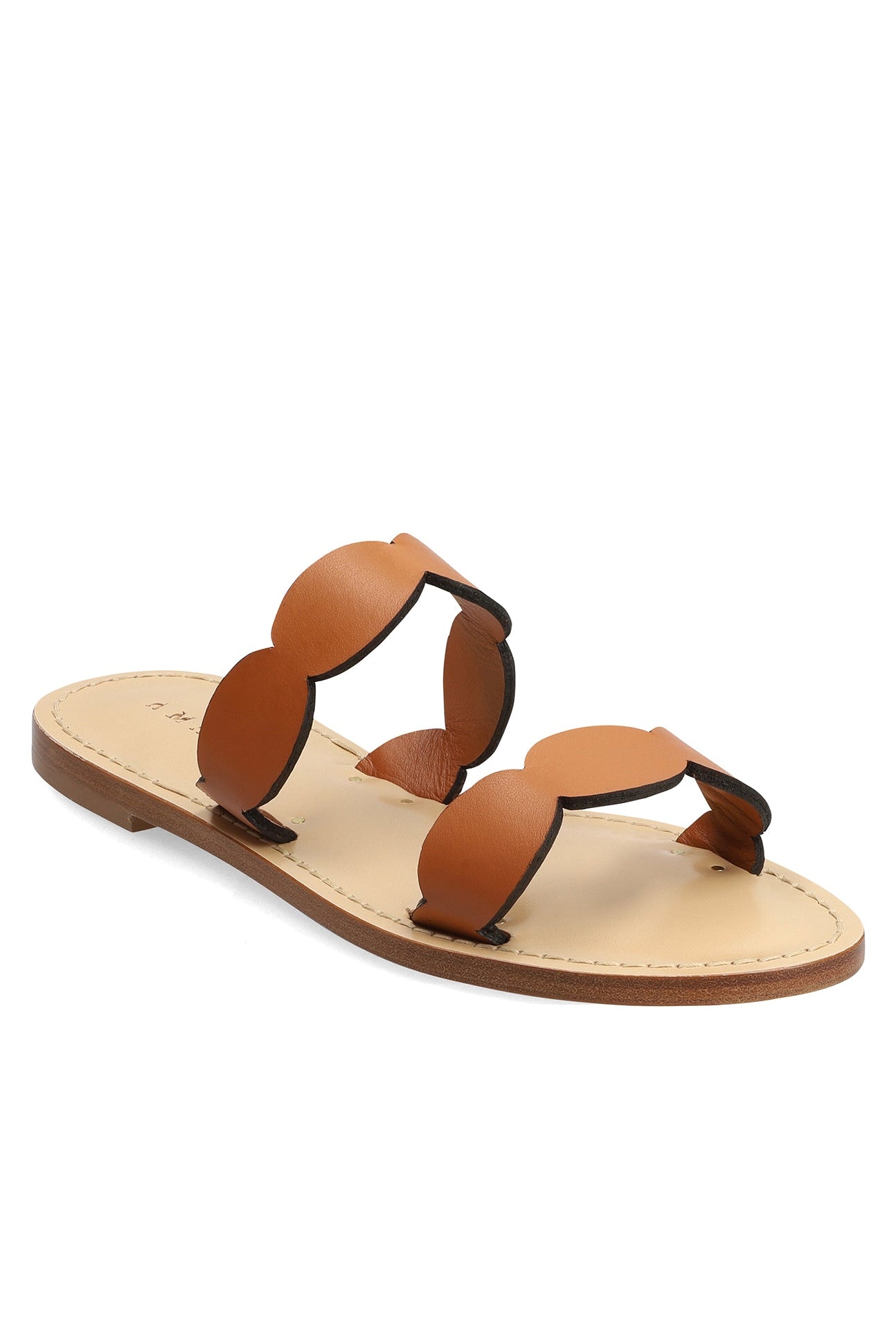 MARYSIA X AMANU Bakoven Scallop Sandal in Cognac