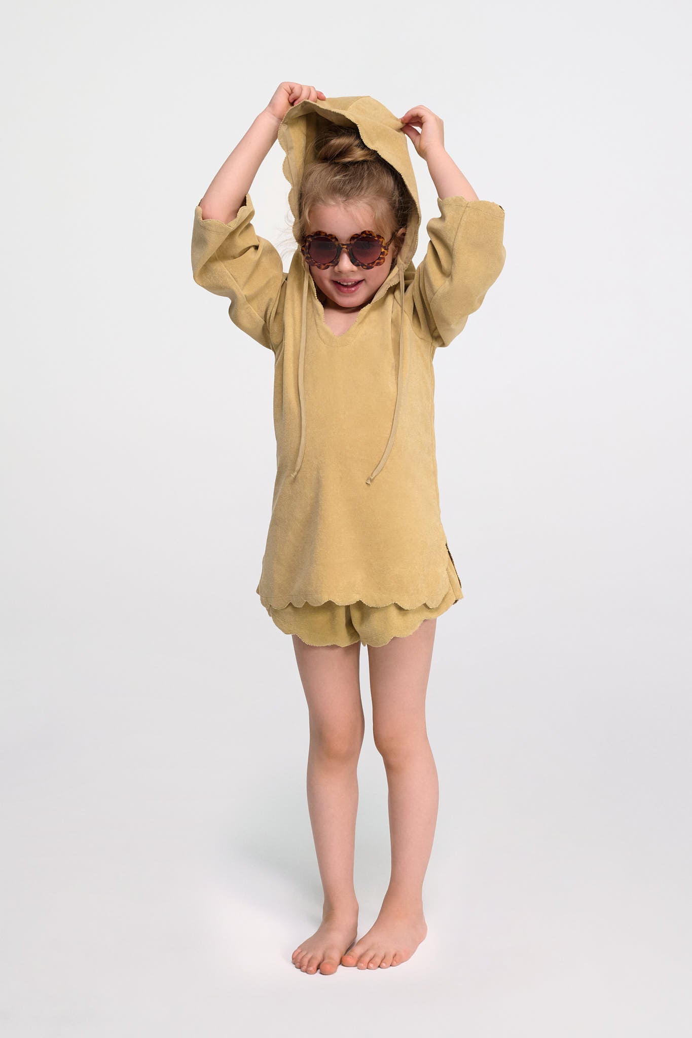 Bumby Scalloped Terry Tunic in Tan