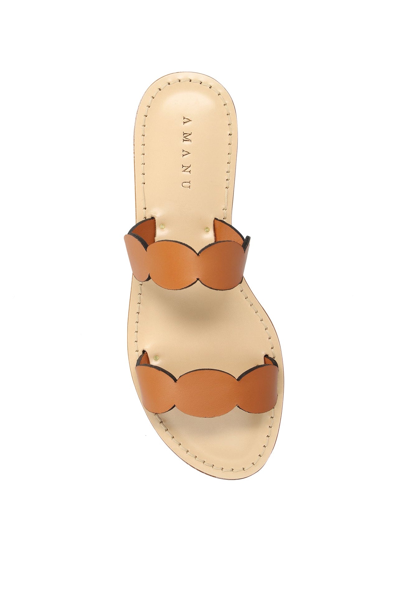 MARYSIA X AMANU Bakoven Scallop Sandal in Cognac