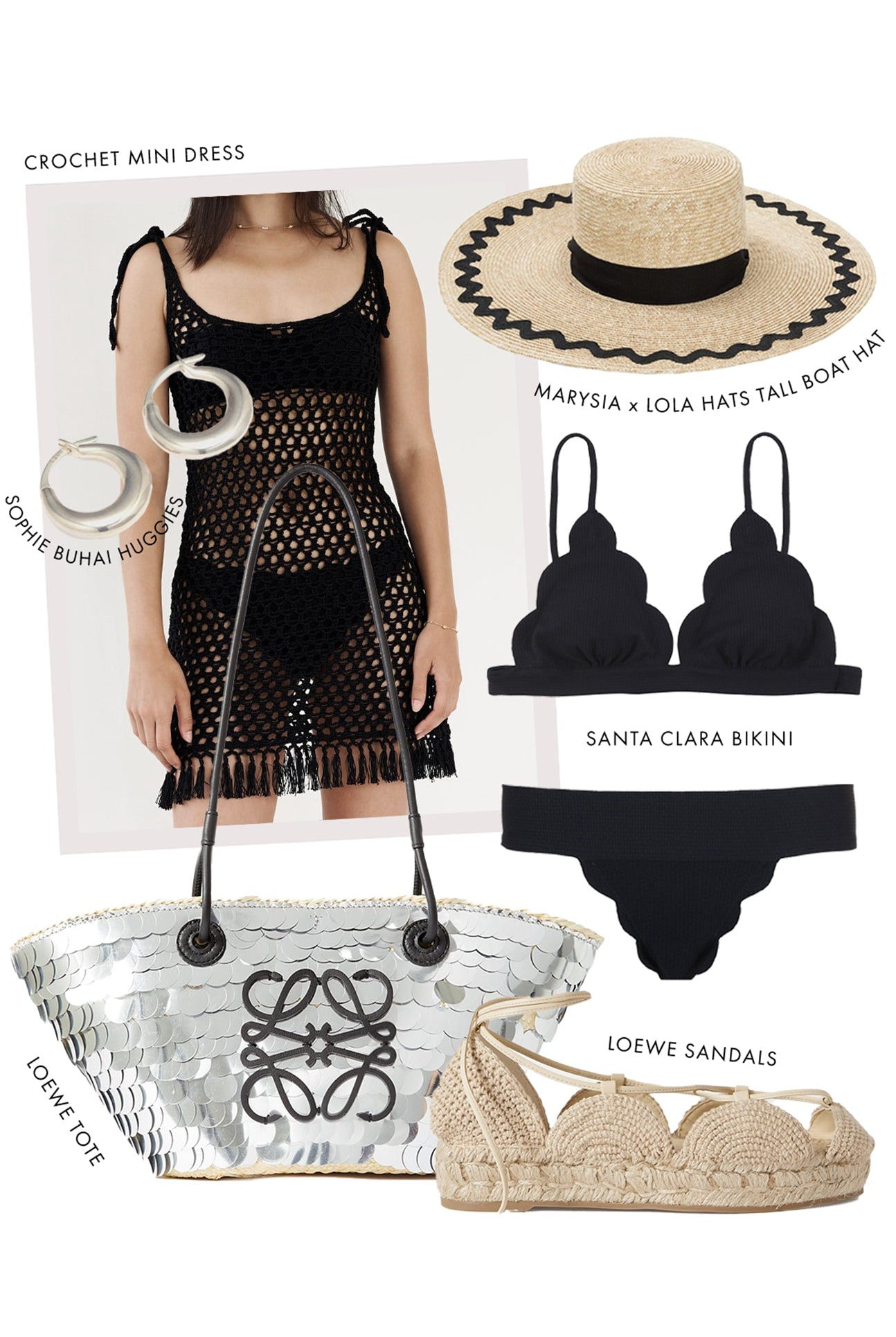 Crochet Mini Dress in Black