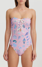 MARYSIA Chesapeake Tie Maillot in Dawn Shell Print