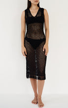 MARYSIA Crochet Sleeveless Dress in Black
