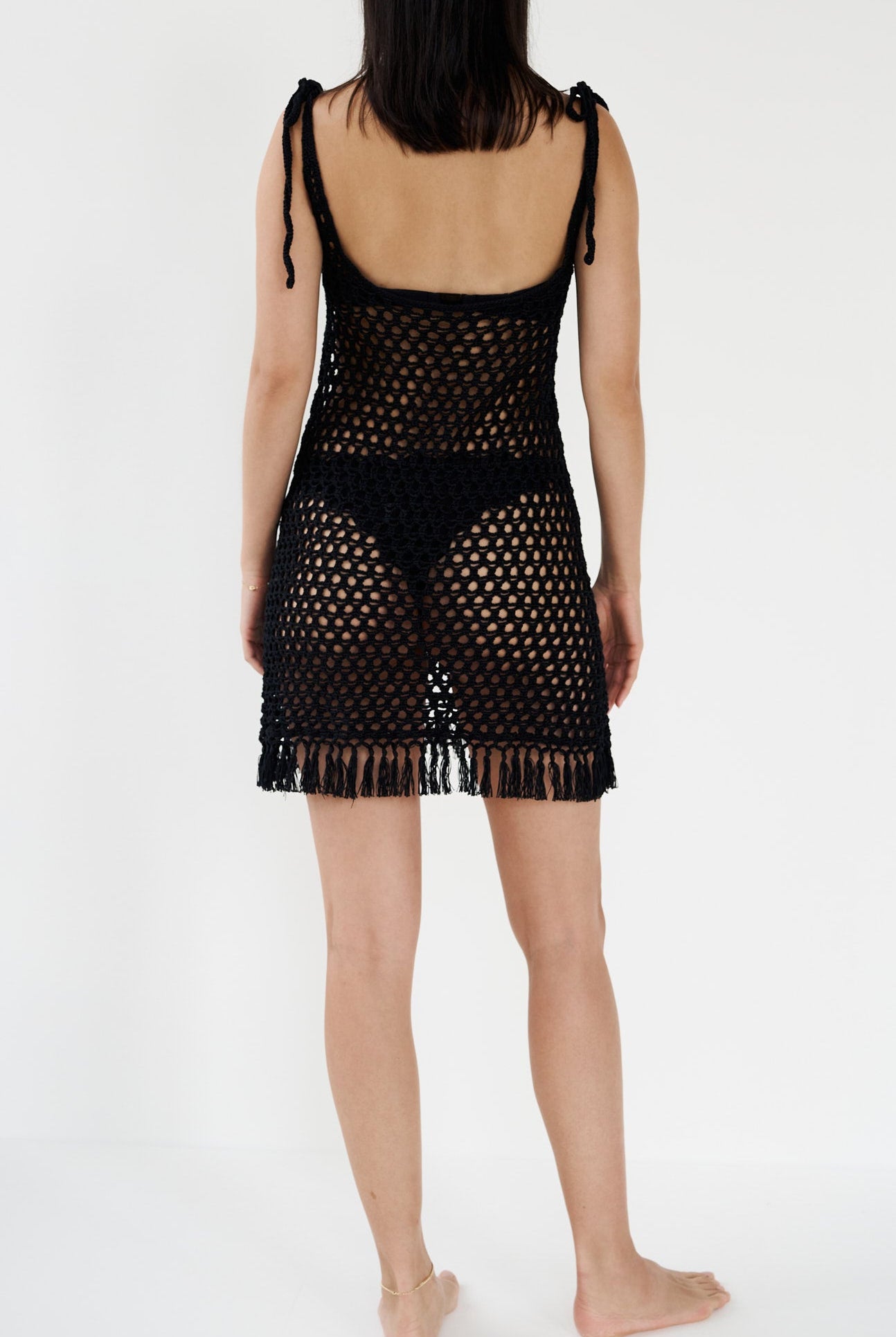 MARYSIA Crochet Mini Dress in Black