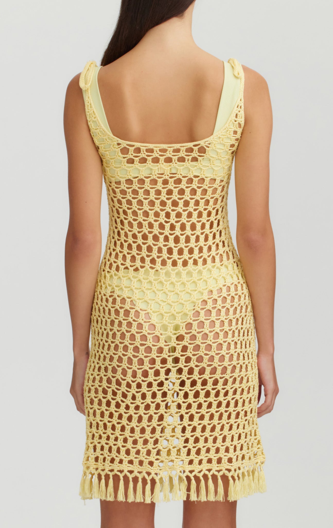 MARYSIA Crochet Mini Dress in Limoncello
