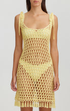 MARYSIA Crochet Mini Dress in Limoncello