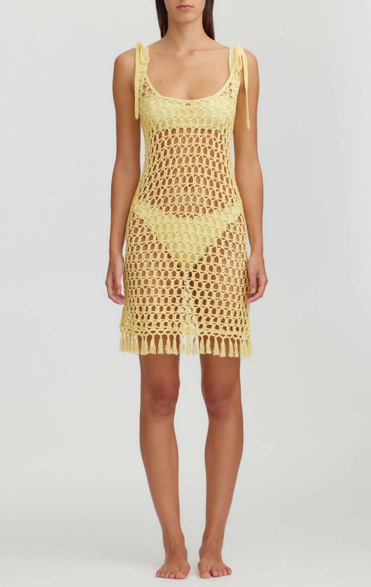 MARYSIA Crochet Mini Dress in Limoncello