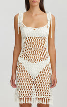 MARYSIA Crochet Mini Dress in Natural
