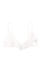Coconut asymmetrical ruffle bikini top in a luxury ultra-smooth fabric