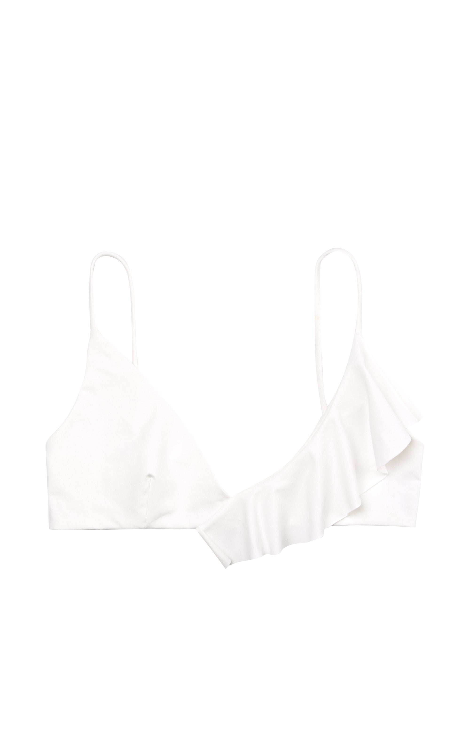 Coconut asymmetrical ruffle bikini top in a luxury ultra-smooth fabric
