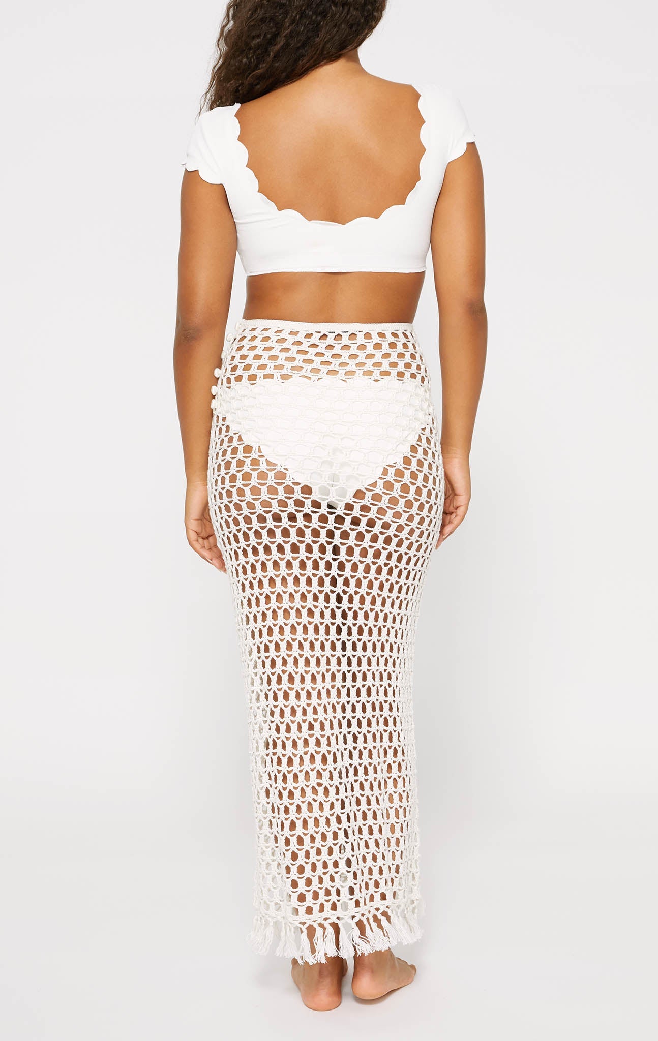 MARYSIA Crochet Long Skirt in Natural