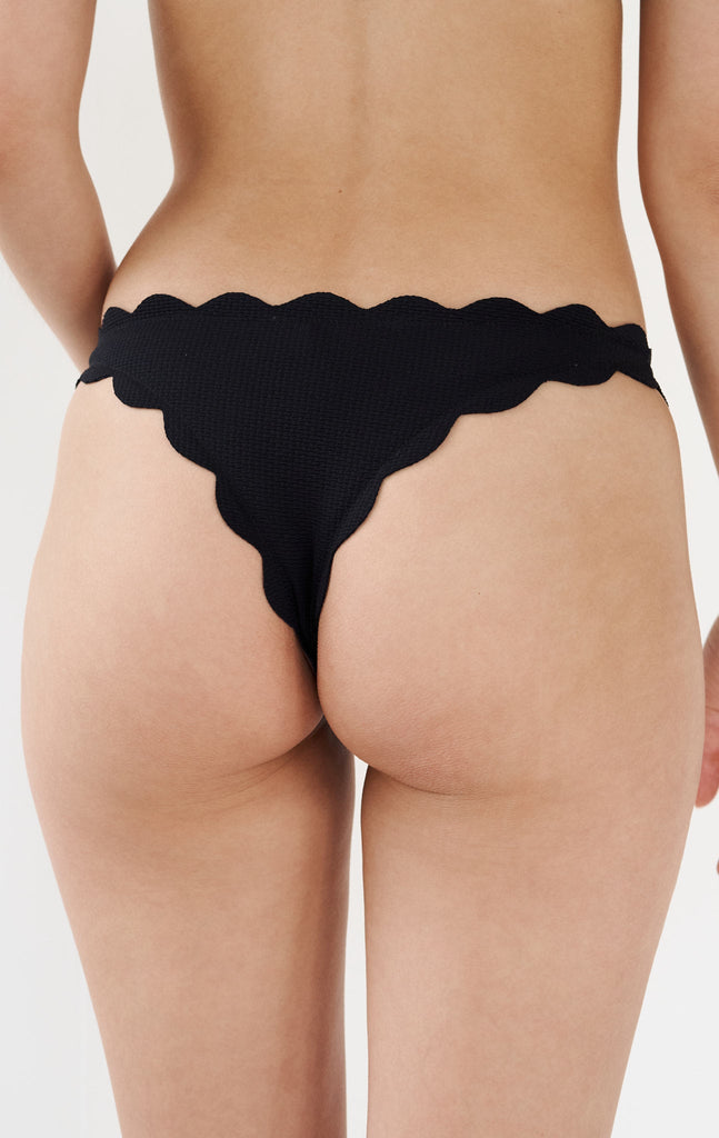 Black Lace Trim Bikini Bottoms