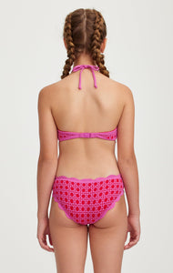 Marysia Kids Bumby Fixed Triangle Bikini Top in Coconut, Girls Easy Fit  Scalloped Edged Bikini Tops, Size 1