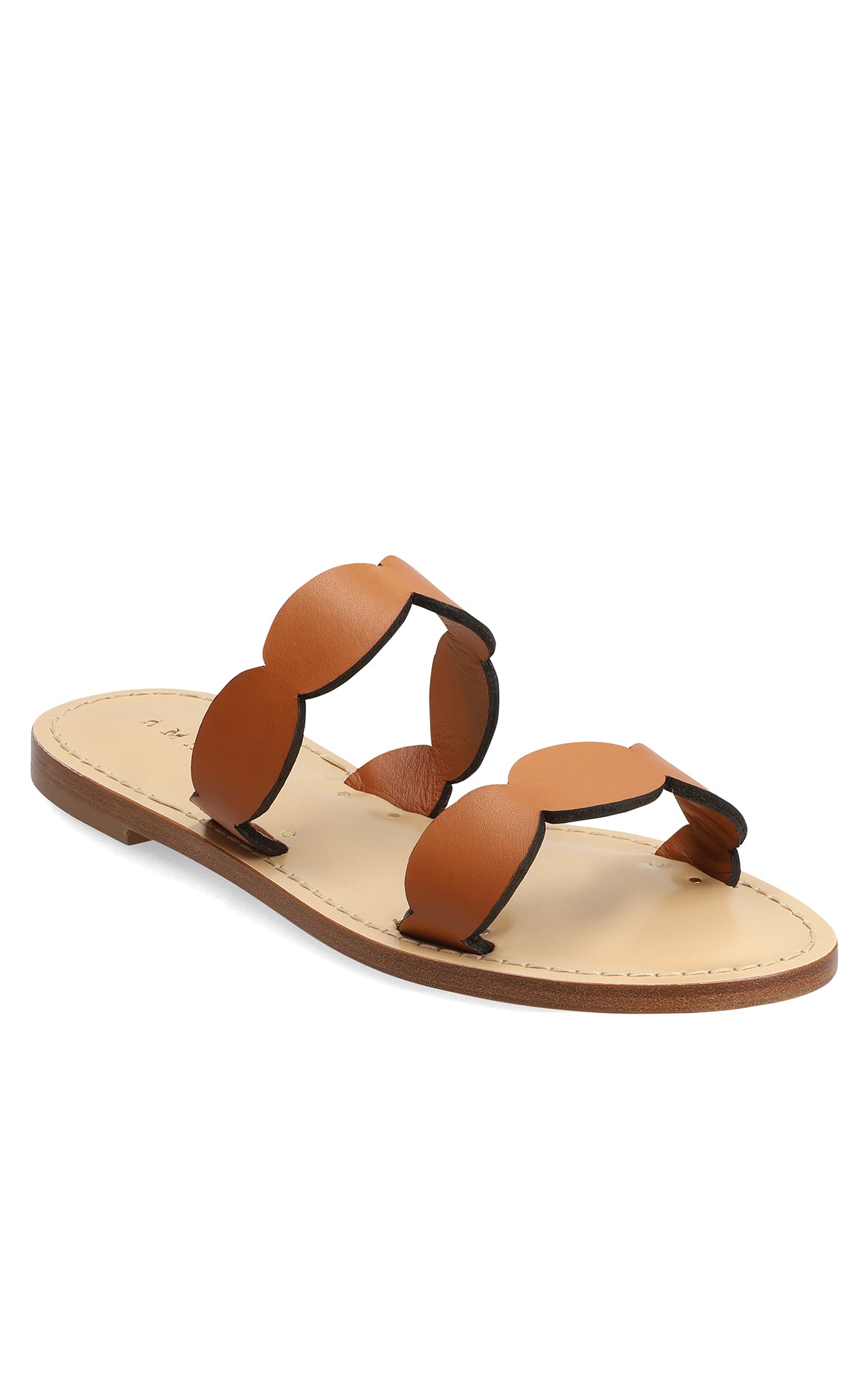 MARYSIA X AMANU Bakoven Scallop Sandal in Cognac