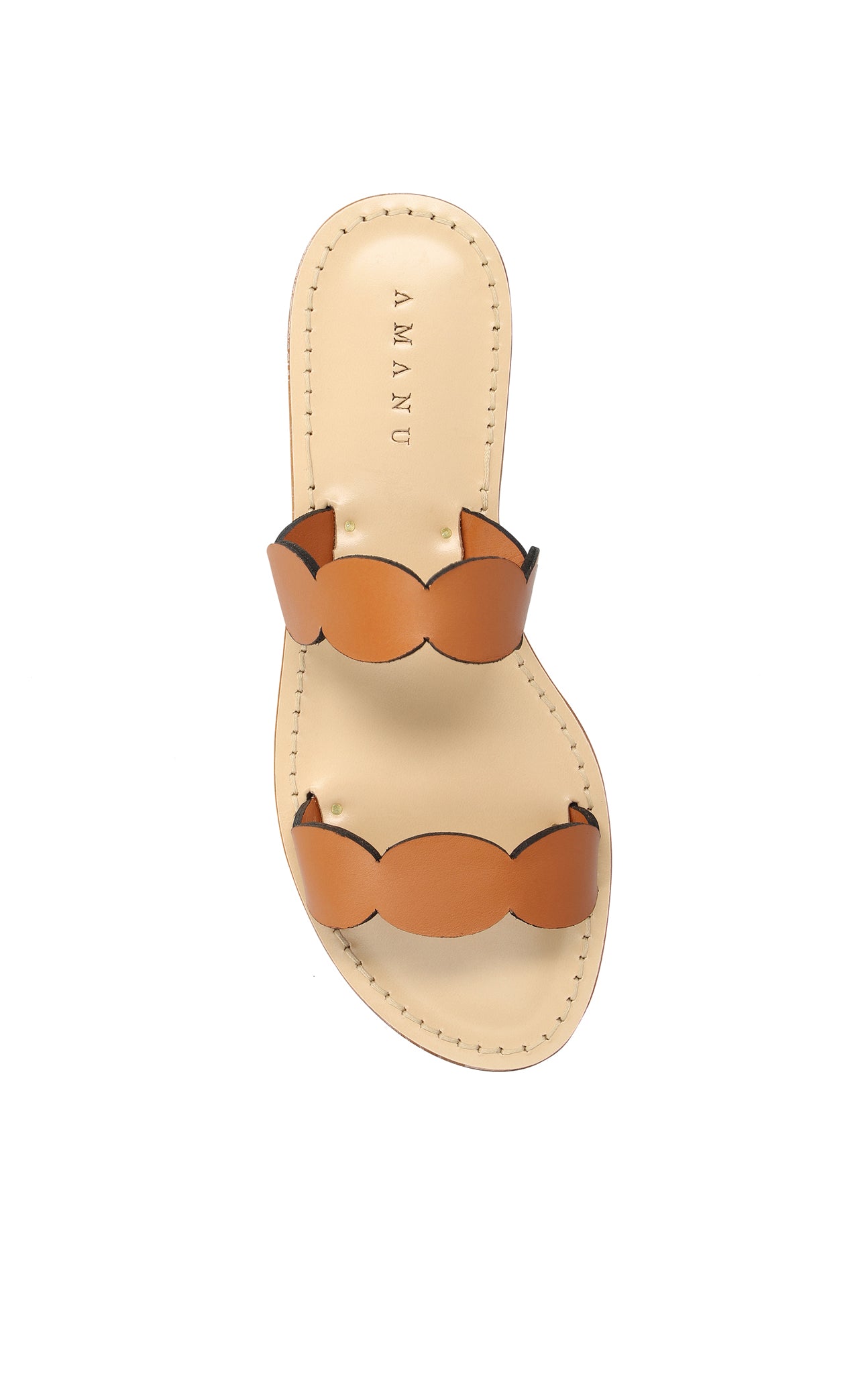 MARYSIA X AMANU Bakoven Scallop Sandal in Cognac