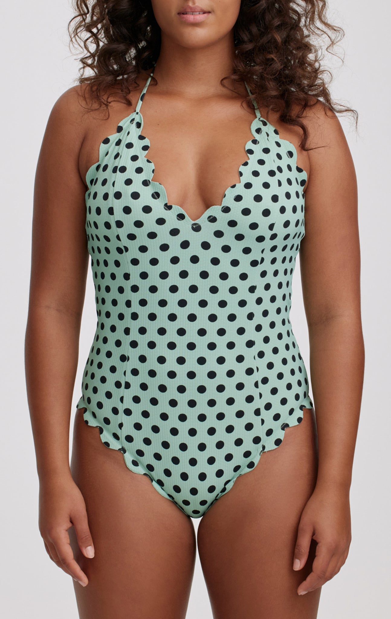 Broadway Maillot in Mint Small Dot Print/Mint MARYSIA