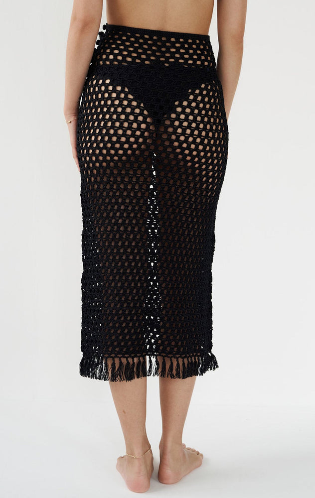 Crochet Long Skirt in Black marysia
