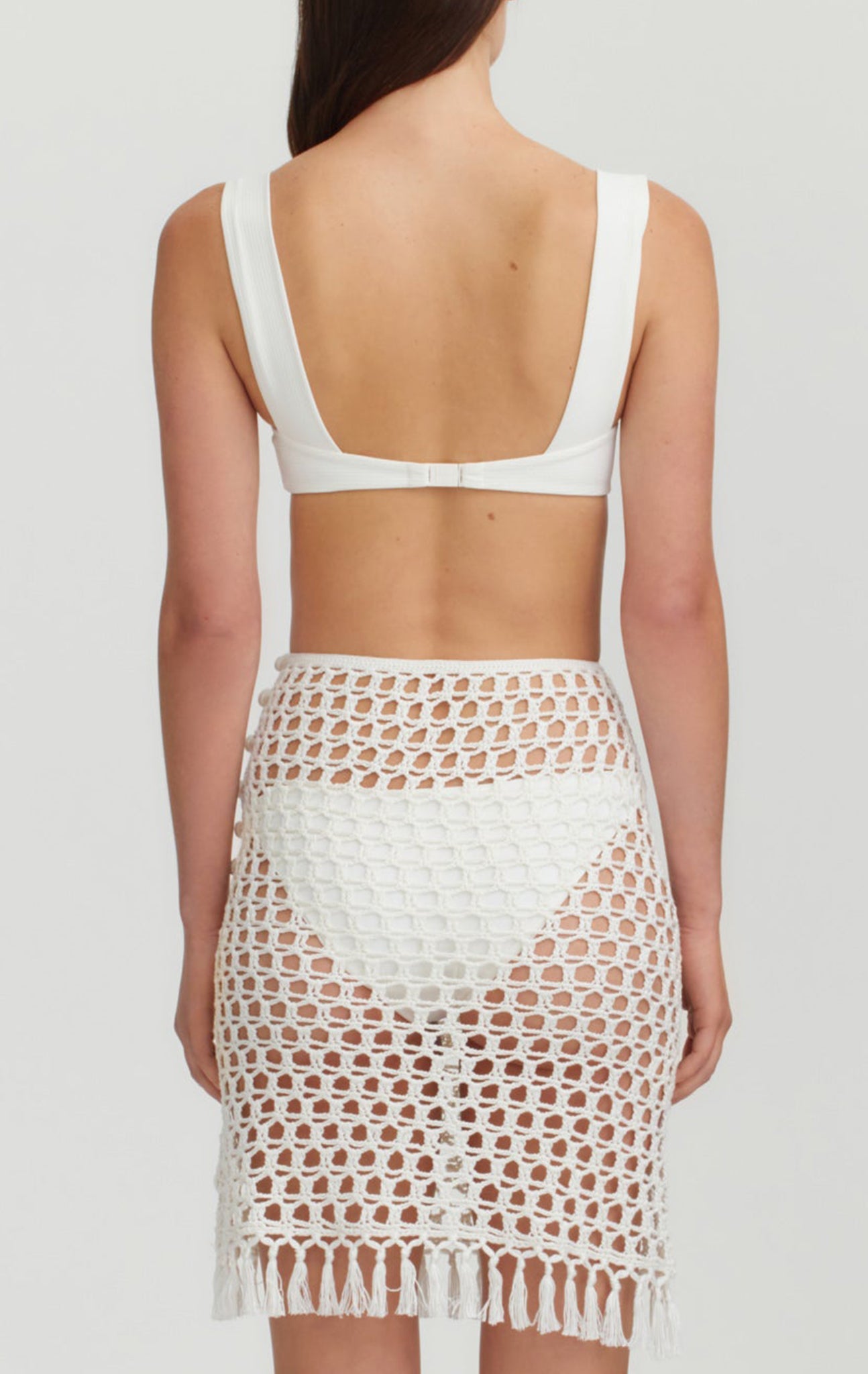 Crochet Mini Skirt in Natural MARYSIA