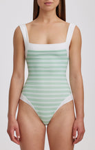 Bianco Maillot in Mint Stripe Print MARYSIA