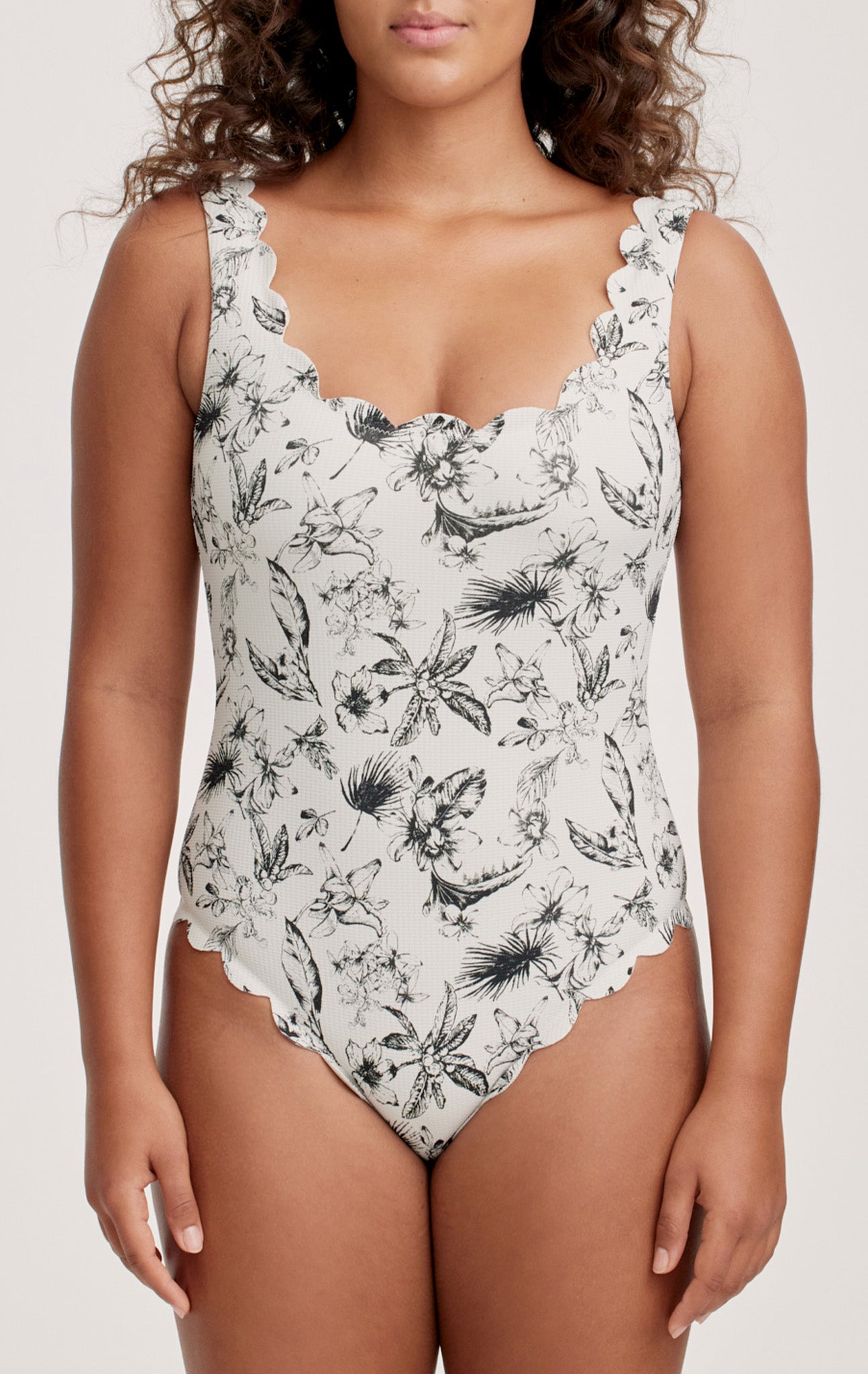 Long Torso Palm Springs Maillot in Oat Floral Print MARYSIA