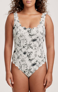 Long Torso Palm Springs Maillot in Oat Floral Print MARYSIA