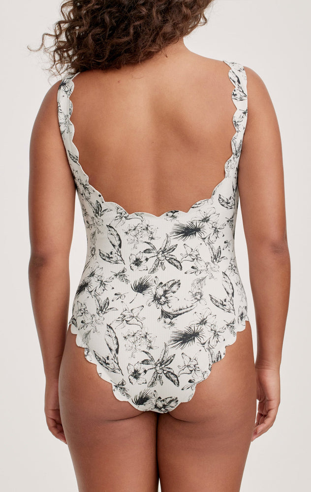 Long Torso Palm Springs Maillot in Oat Floral Print