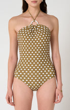 Avalon Maillot in Bronze Small Dot Print MARYSIA