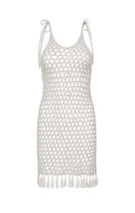 marysia Crochet Mini Dress in Silver