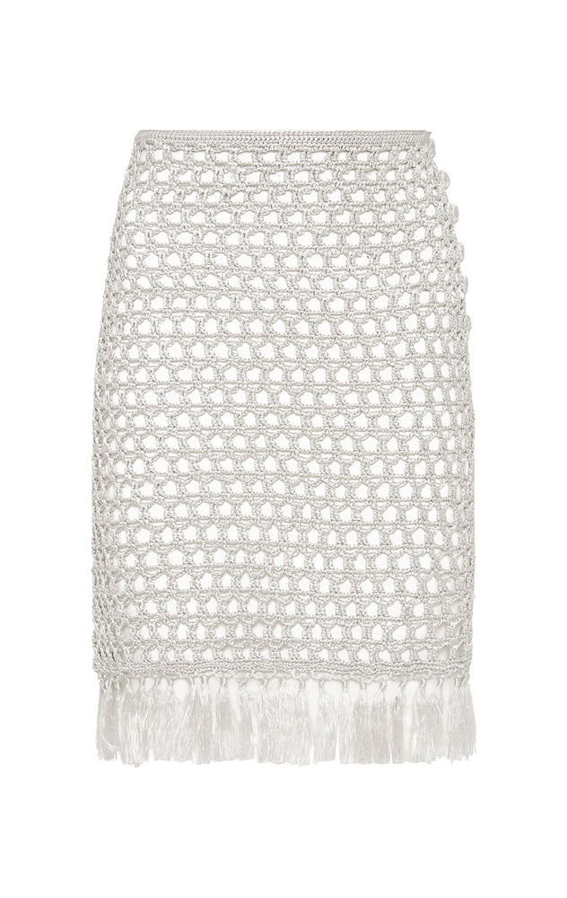 MARYSIA Crochet Mini Skirt in Silver