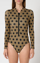 North Sea Rashguard In Bronze Dot Print MARYSIA