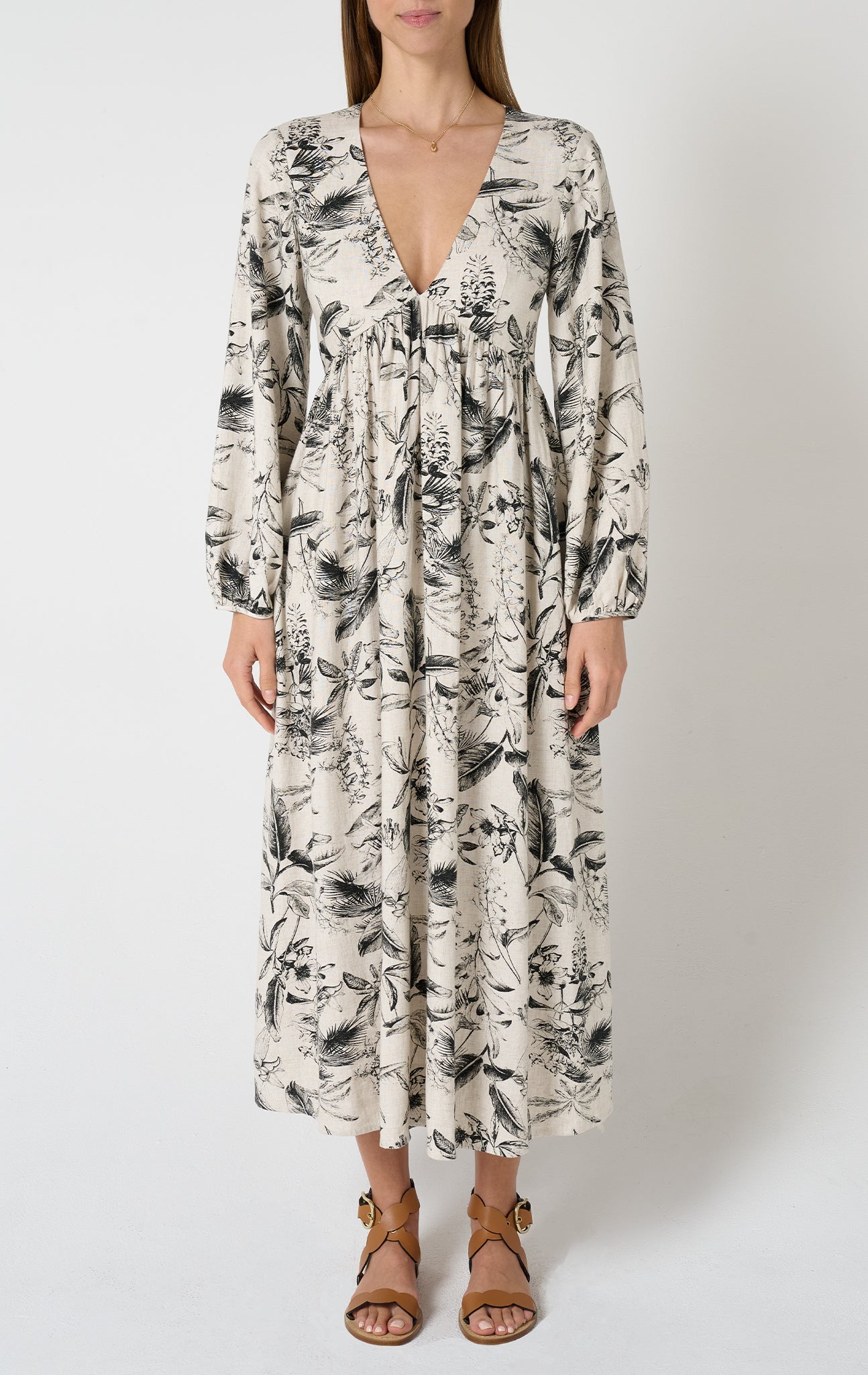 Condesa Dress in Oat Floral Print MARYSIA