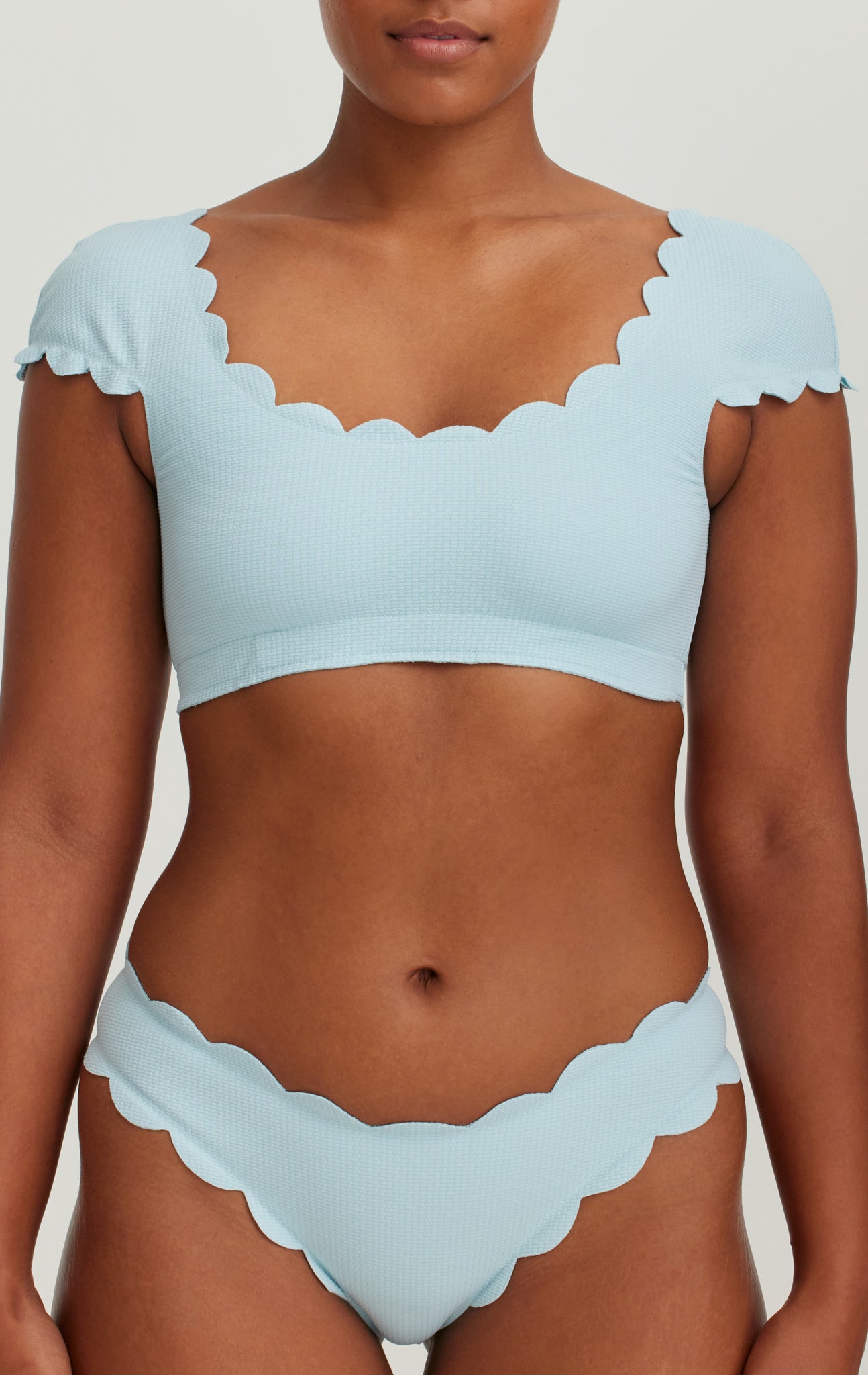 MARYSIA Swimm マリシア Marysia Scalloped Bandeau Bikini Sky Blue STB028 - Free