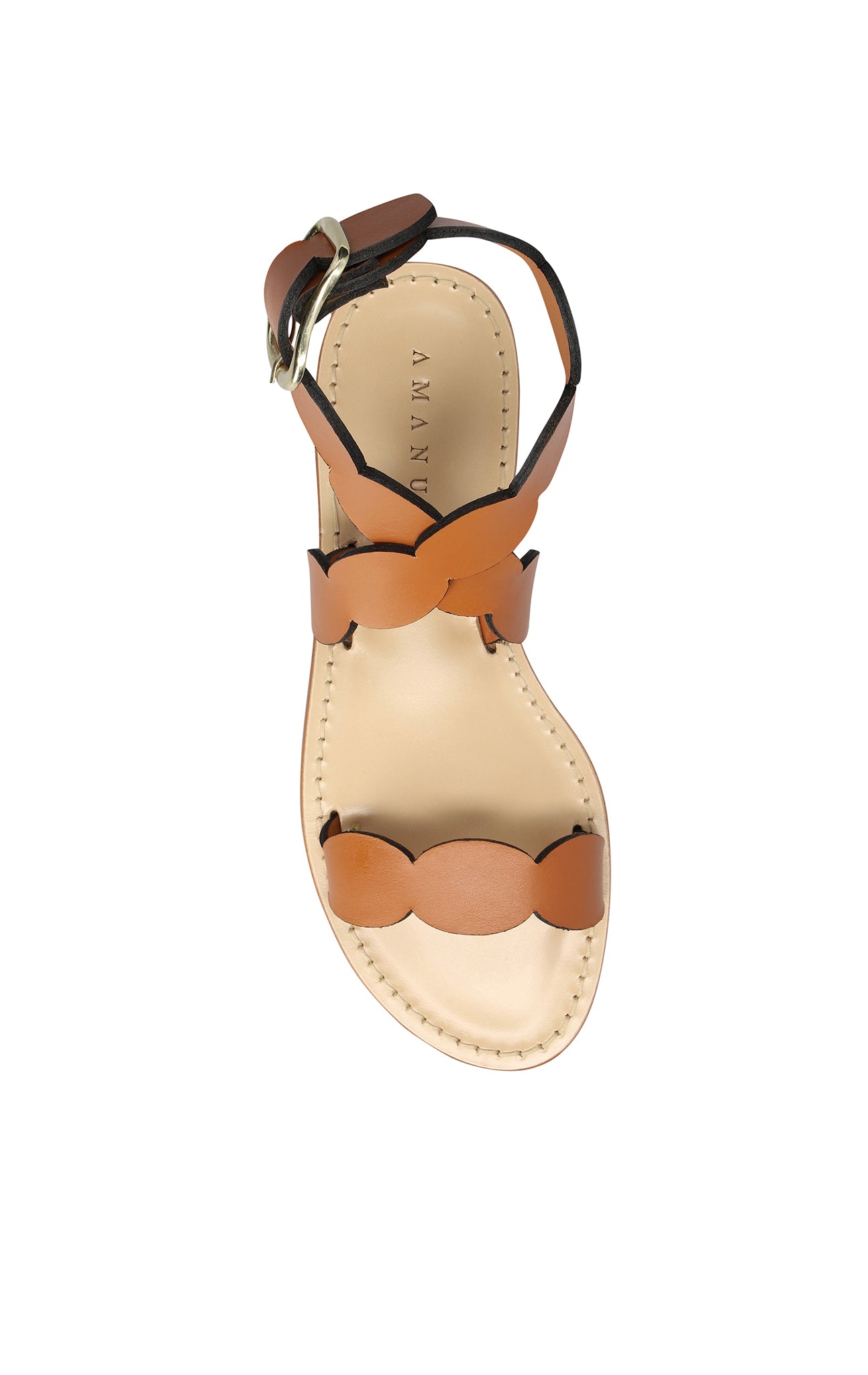 MARYSIA X AMANU Virunga Scallop Sandal in Cognac