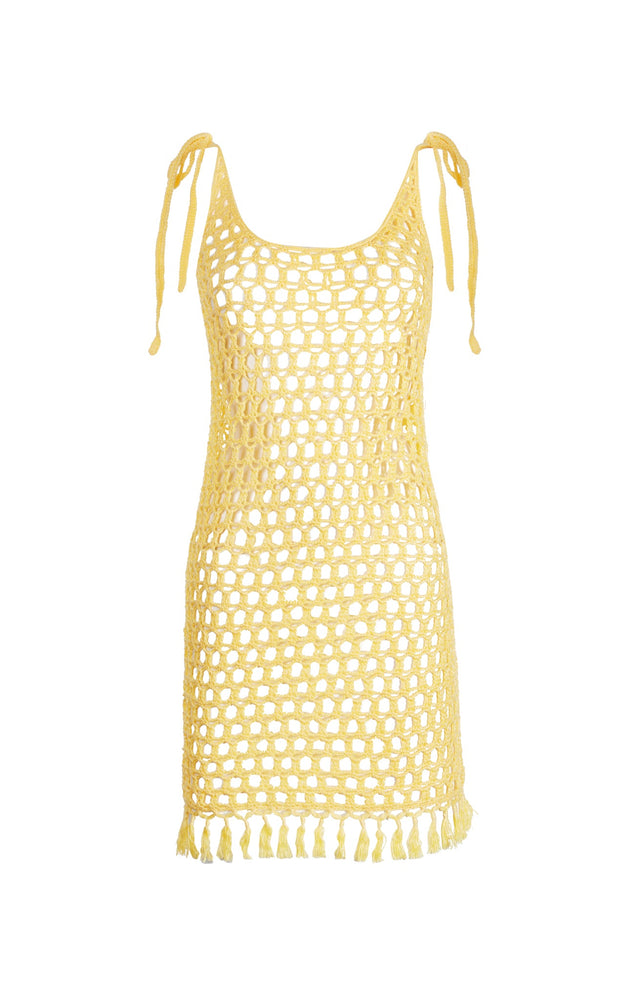 MARYSIA Crochet Mini Dress in Limoncello