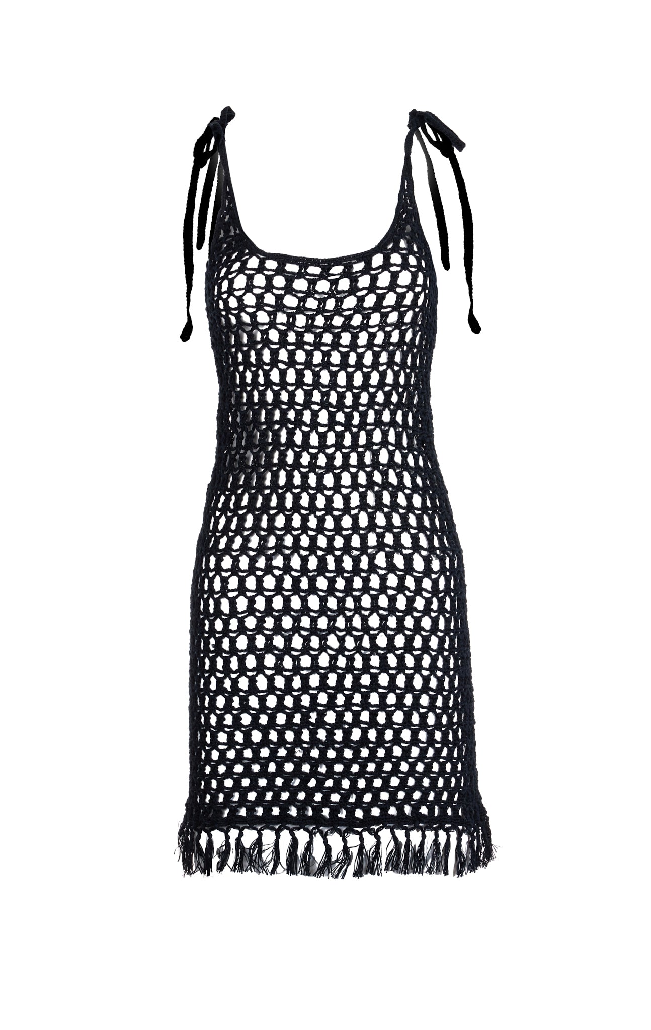 Marysia | Crochet Mini Dress in Black | Swim and Resortwear l Size XXS