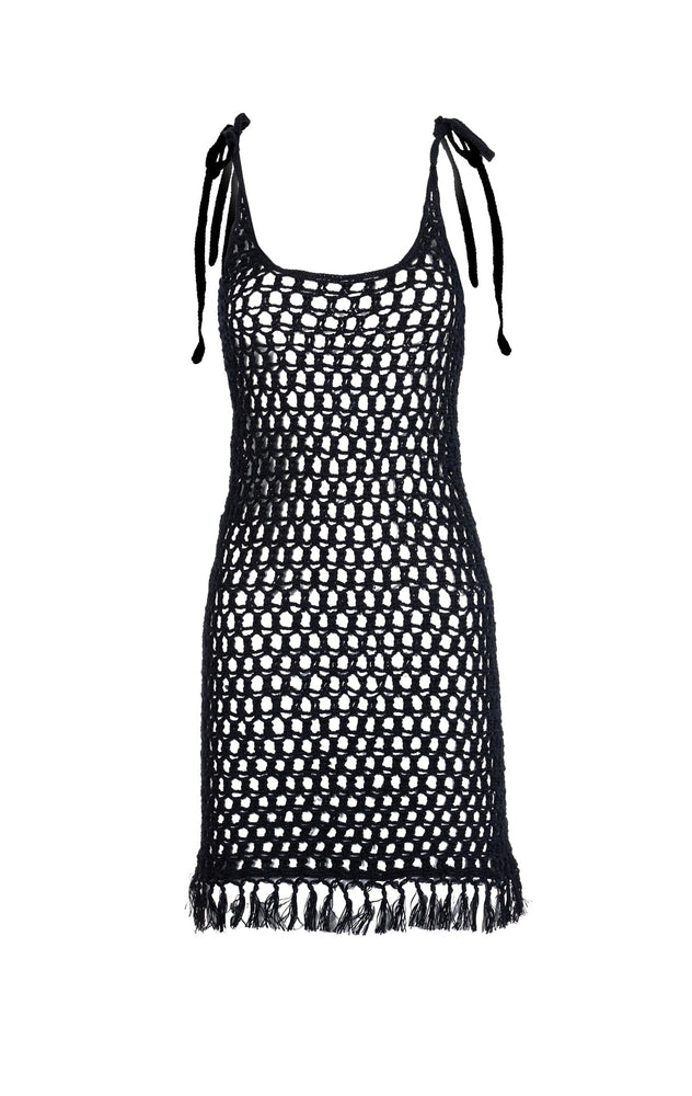 MARYSIA Crochet Mini Dress in Black