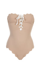 MARYSIA Chesapeake Tie Maillot in Tan/ Crystalline