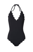 MARYSIA Broadway halter neck scalloped Maillot in Black