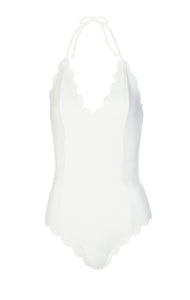 MARYSIA Broadway halter neck scalloped Maillot in coconut