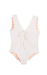 MARYSIA Bumby Palm Springs Tie Maillot in Coconut/ Peach