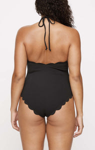 MARYSIA Broadway halter neck scalloped Maillot in Black
