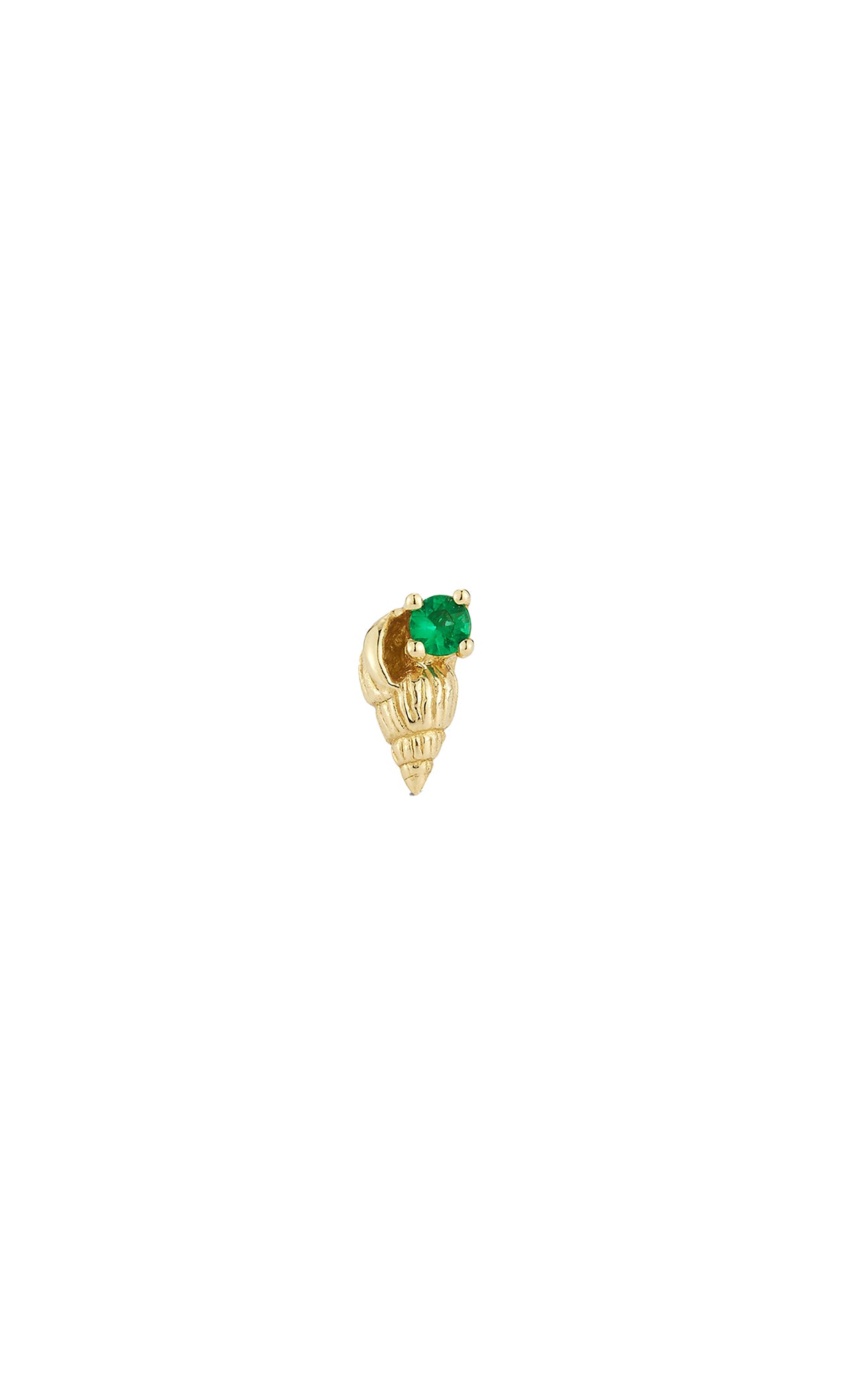 RENNA JEWELS 14K Gold Shell Stud Earring with Emerald
