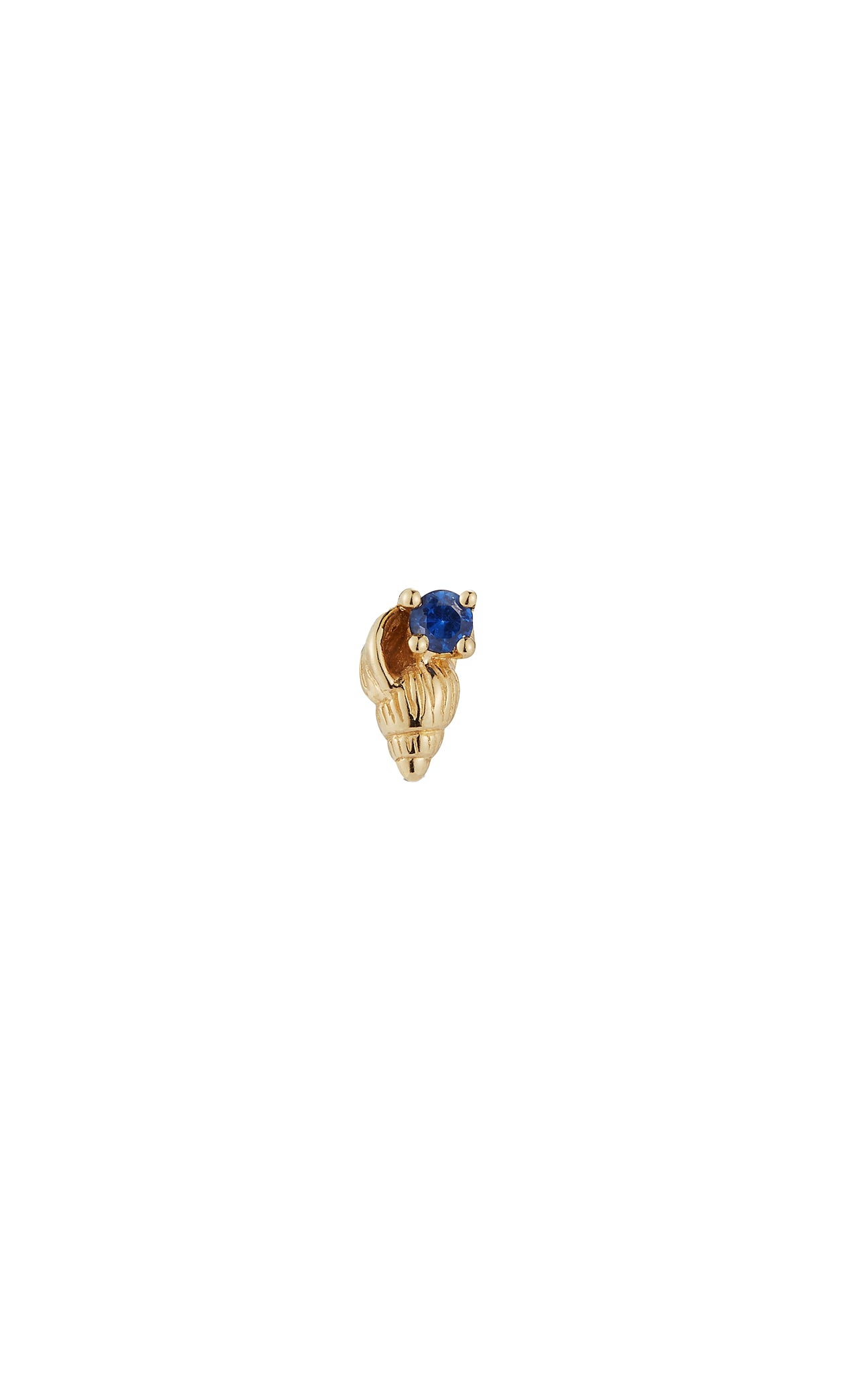 RENNA JEWELS 14K Gold Shell Stud Earring with Sapphire