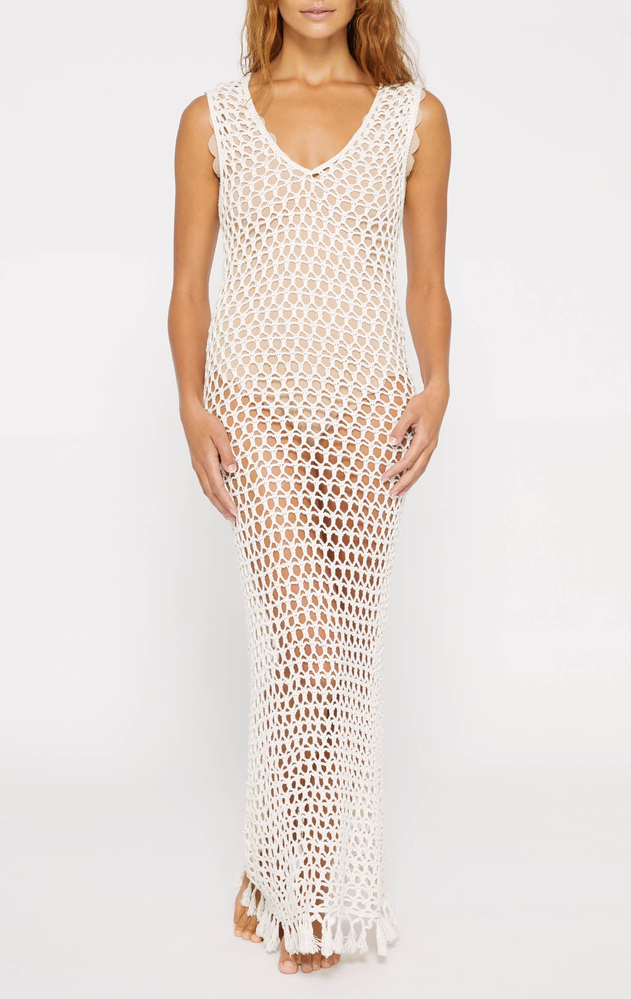 MARYSIA Crochet Sleeveless Dress in Natural