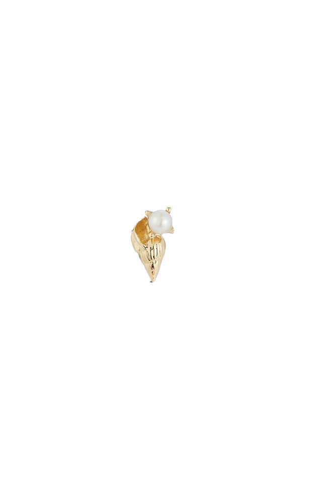 RENNA JEWELS 14K Gold Shell Stud Earring with Pearl