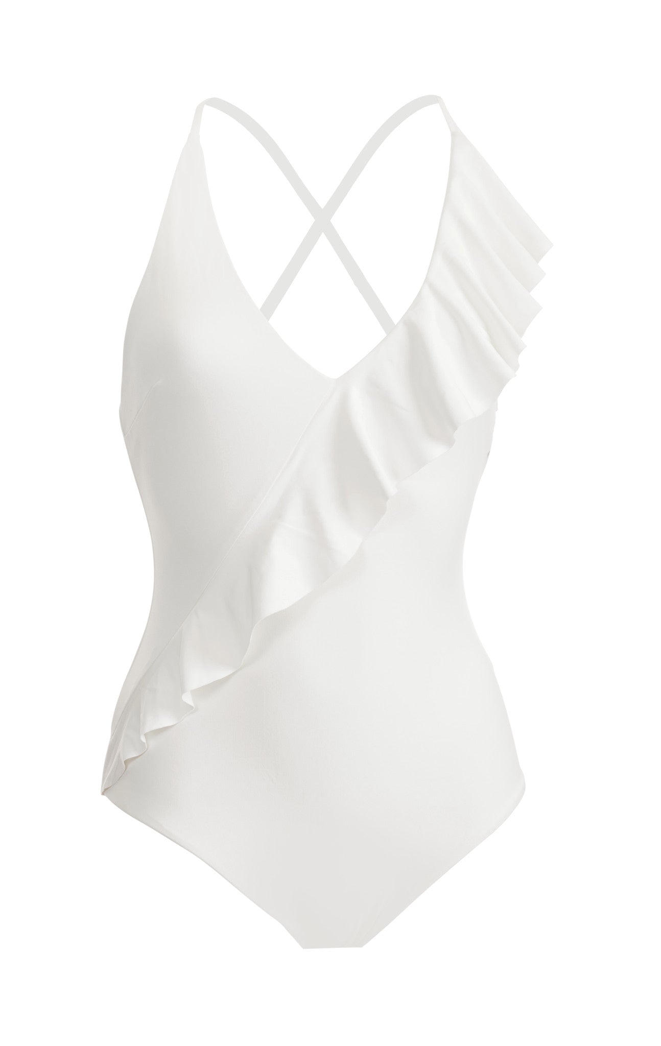 MARYSIA Palisades Ruffle Maillot in Coconut