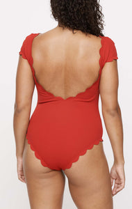 MARYSIA Scalloped Mexico Maillot in Scooter/Beet