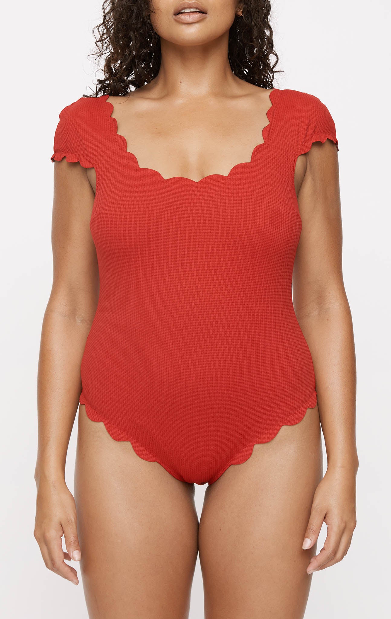 MARYSIA Scalloped Mexico Maillot in Scooter/Beet