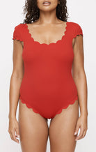 MARYSIA Scalloped Mexico Maillot in Scooter/Beet