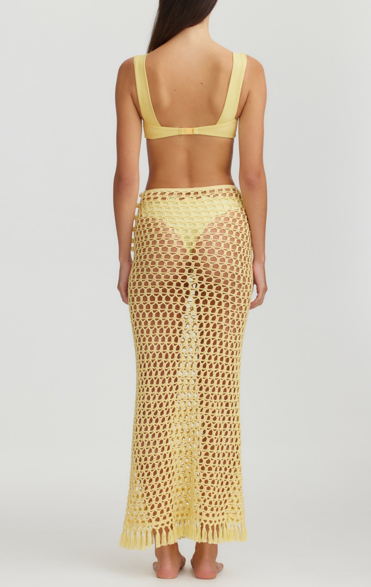 MARYSIA Crochet Long Skirt in Limoncello