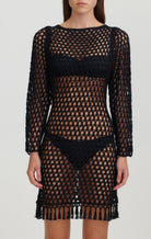 MARYSIA Crochet Full Sleeve Dress in Black